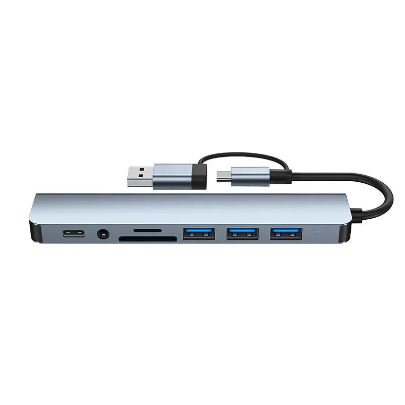 USB C Hub 8-in-2 USB Splitter with USB 3.0/2.0 USB-C Data 3.5 Audio SD/TF Card Reader Multiport USB C HUB for MacBook Laptop