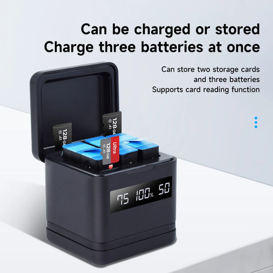 NEW GO PRO HERO 9 10 11 12 Battery With Charger Case for GoPro Hero 12 11 10 9 Sport Camera Batteries Black Accessories