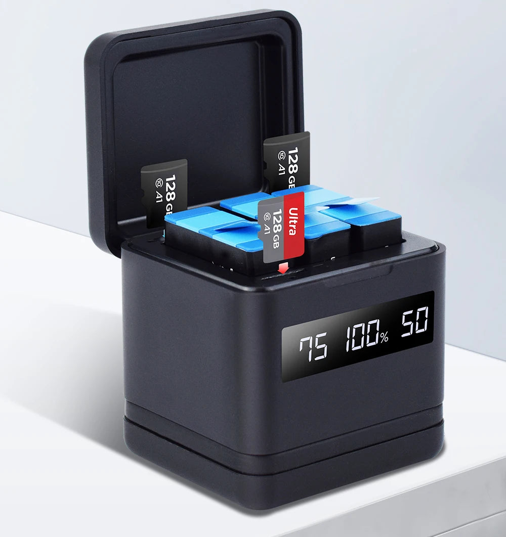NEW GO PRO HERO 9 10 11 12 Battery With Charger Case for GoPro Hero 12 11 10 9 Sport Camera Batteries Black Accessories