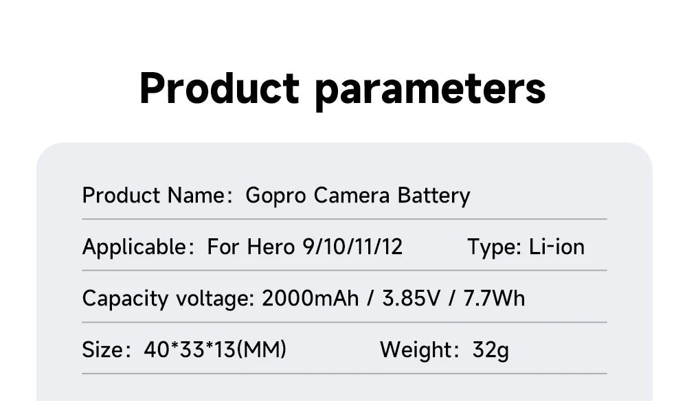 NEW GO PRO HERO 9 10 11 12 Battery With Charger Case for GoPro Hero 12 11 10 9 Sport Camera Batteries Black Accessories
