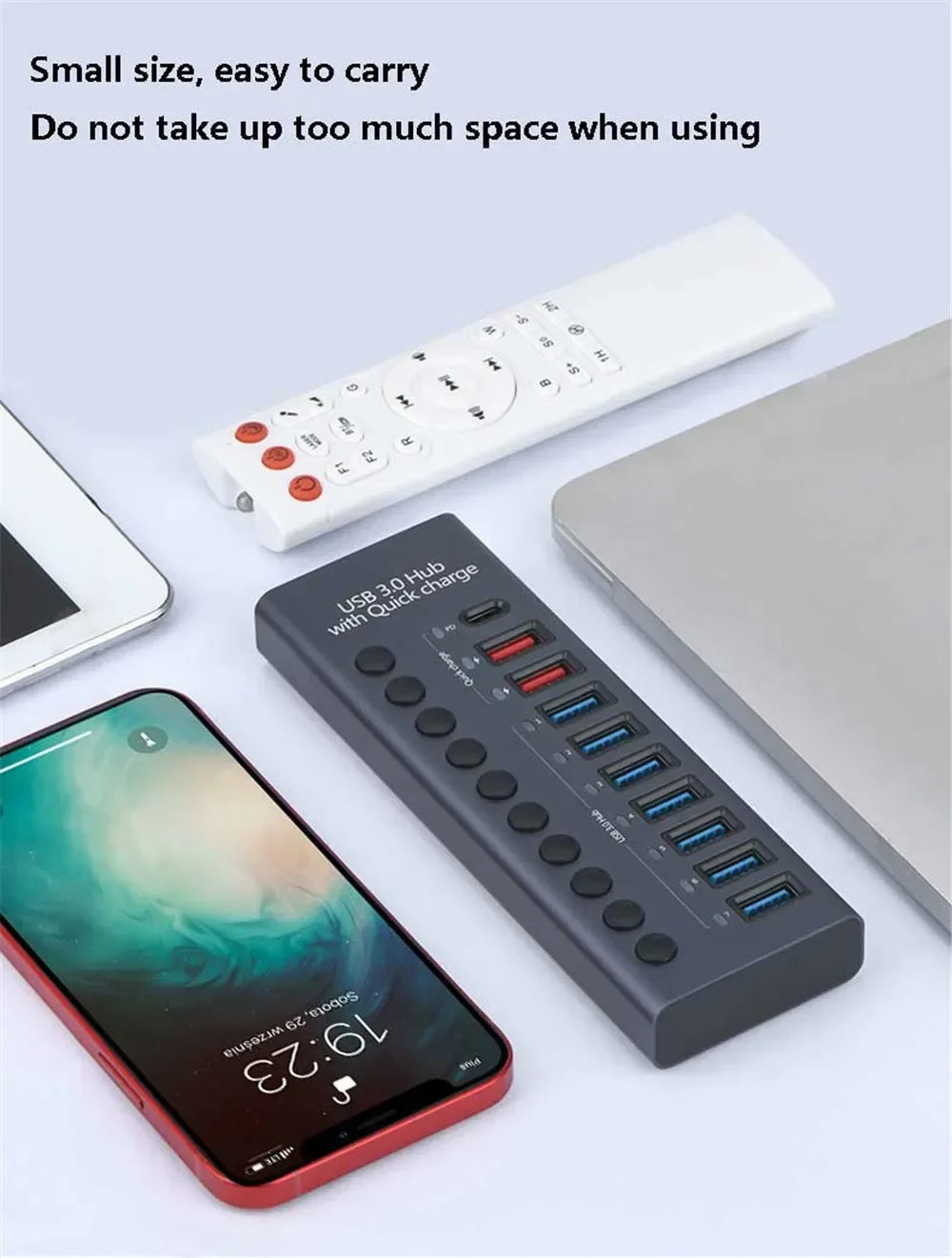 10 7 4 Port USB Hub 3.0 Aluminum A 3 0 Multi-hub Splitter Concentrator Multiple Extension Dock with Switch Adapter for PC Laptop