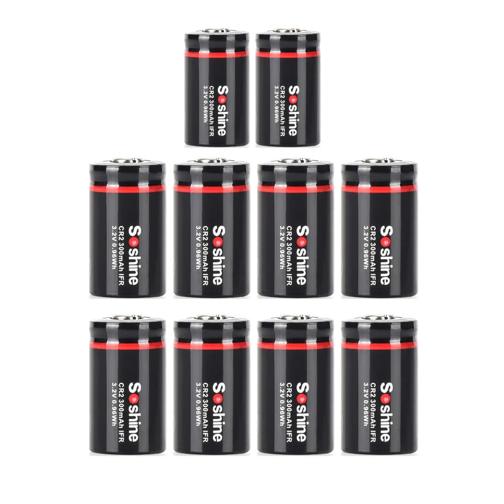 Soshine CR2 300mAh LiFePo4 Battery 3.2V 15266 300mAh Rechargeable Battery LiFePo4 Batteries 2000 Time Discharge Cycle Headlamp