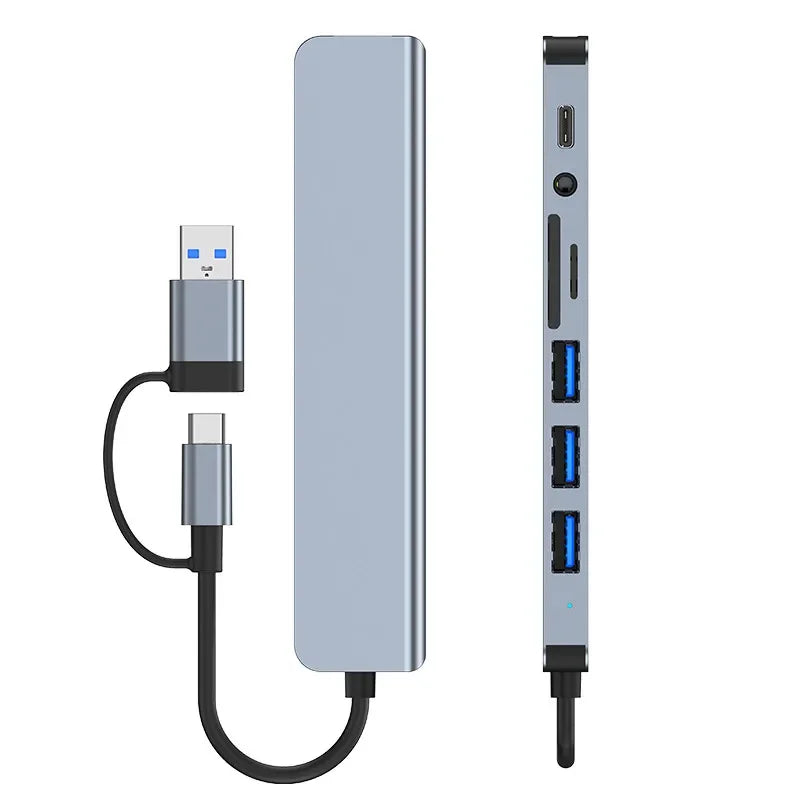 USB C Hub 8-in-2 USB Splitter with USB 3.0/2.0 USB-C Data 3.5 Audio SD/TF Card Reader Multiport USB C HUB for MacBook Laptop