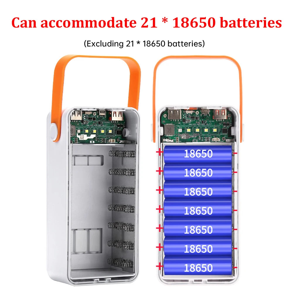 DIY 21x18650 10W 22.5W Battery Storage Box Fast Charging Power Bank Case Welding Free Power Supply Shell Solar No Batteries