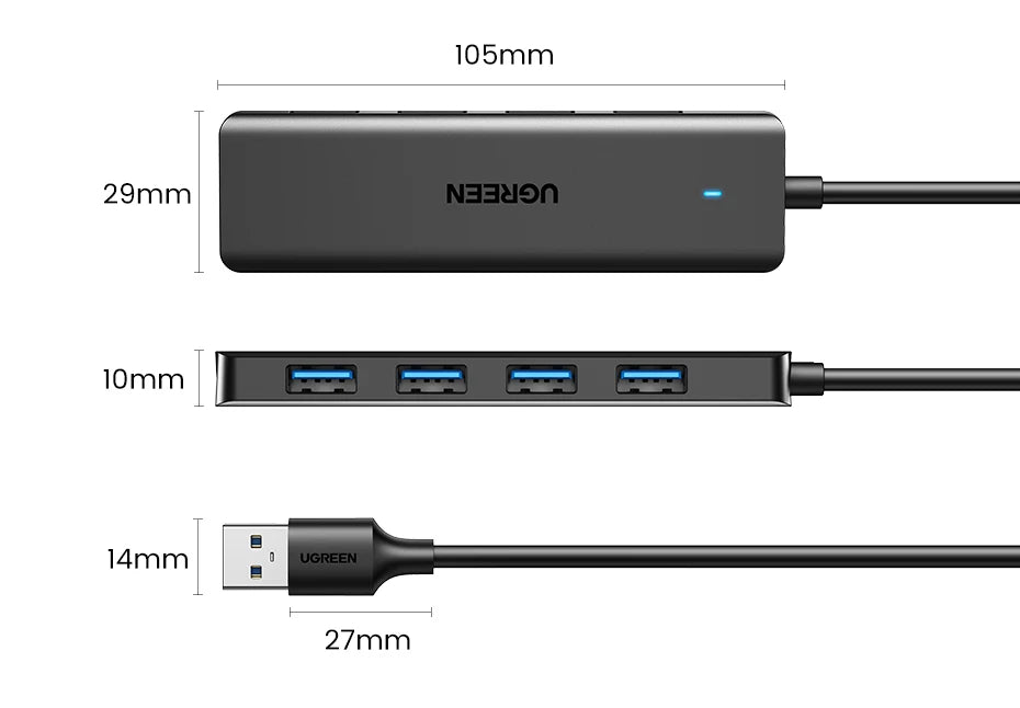 UGREEN USB 3.0 Hub 4 Ports  USB HUB Slim for Mouse, Keyboard Compatible with MacBook Pro Air Laptop Desktop PC Xbox PS5 Splitter