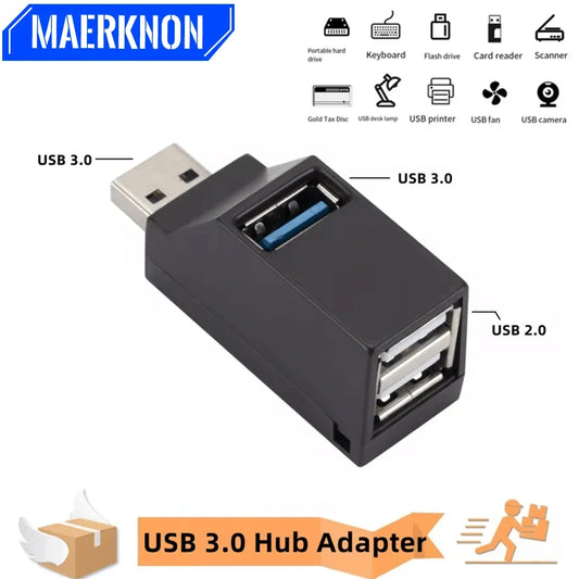 3 Ports USB 3.0 2.0 Hub High Speed Data Transfer Splitter Multi Port USB Extender U Disk Card Reader For Laptop PC Accessories