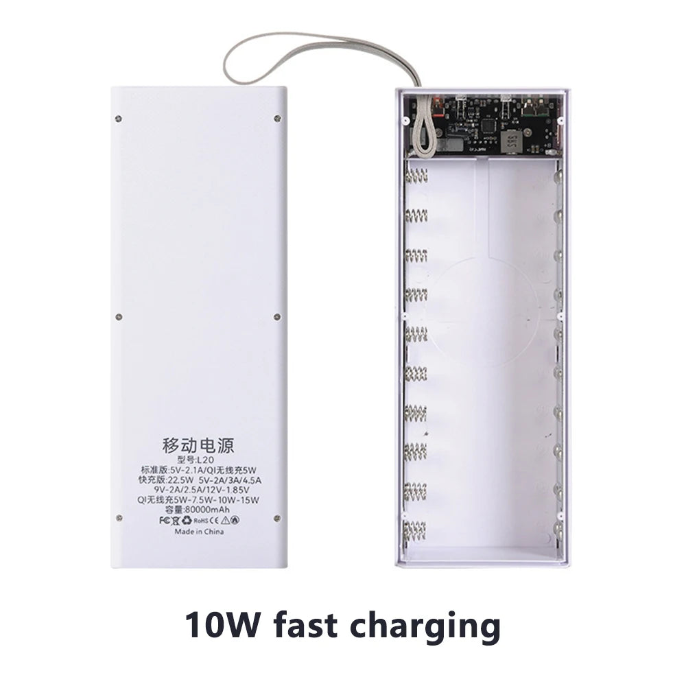 No Welding DIY Detachable 20x 18650 Batteries Power Bank Case Super Fast Charge For Phones Charging 22.5W Battery Storage Boxes