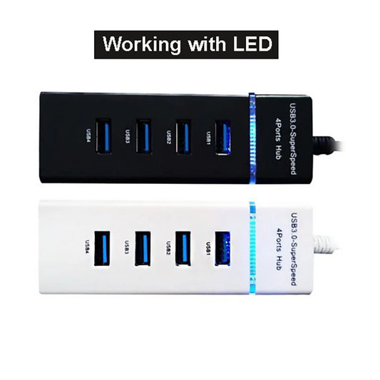 High-Speed USB 3.0 HUB with LED 4-Port Cable Splitter 5Gbps Data Transmission Extender Phone Charging Dock Multiple Adapter