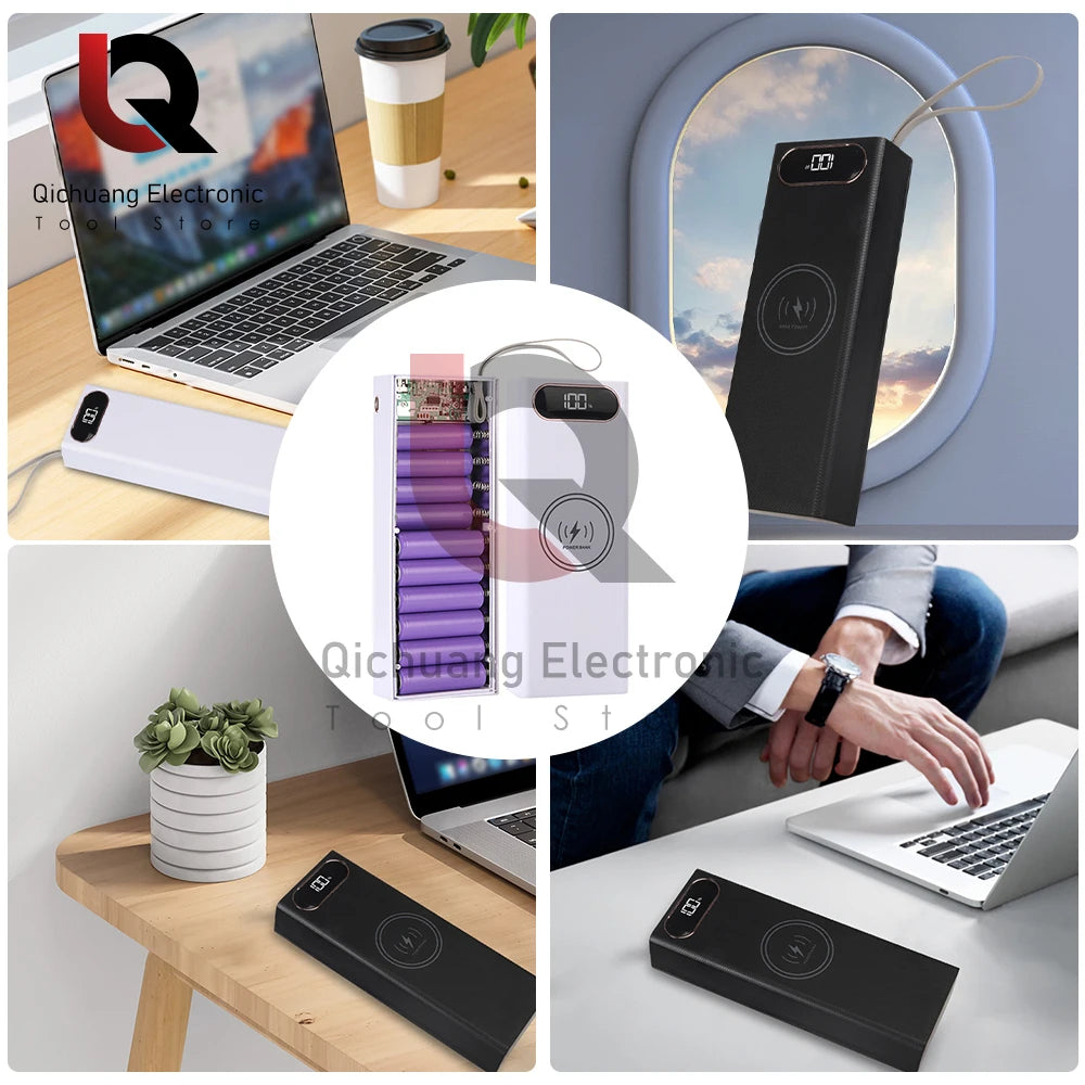 No Welding DIY Detachable 20x 18650 Batteries Power Bank Case Super Fast Charge For Phones Charging 22.5W Battery Storage Boxes