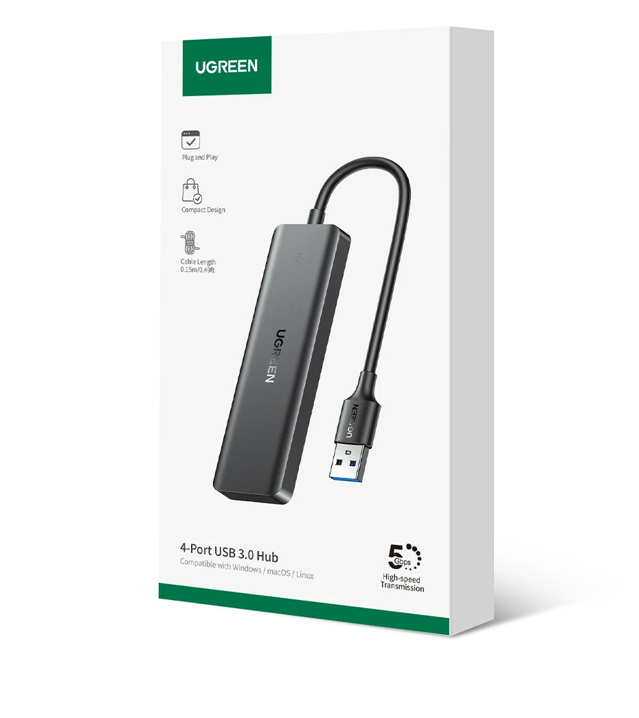 UGREEN USB 3.0 Hub 4 Ports  USB HUB Slim for Mouse, Keyboard Compatible with MacBook Pro Air Laptop Desktop PC Xbox PS5 Splitter