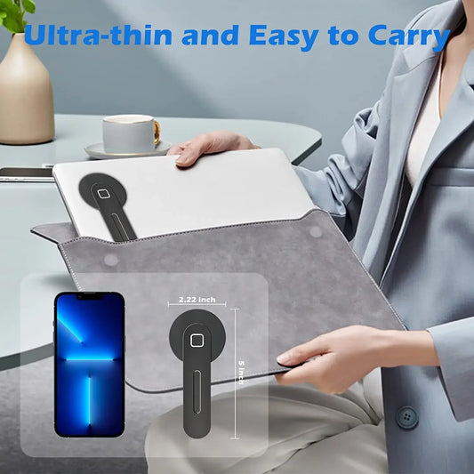 Magnetic Laptop Phone Holder Computer Monitor Side Cell Phone Slim& Foldable For iPhone 14/13/12 Series Case and All Phone