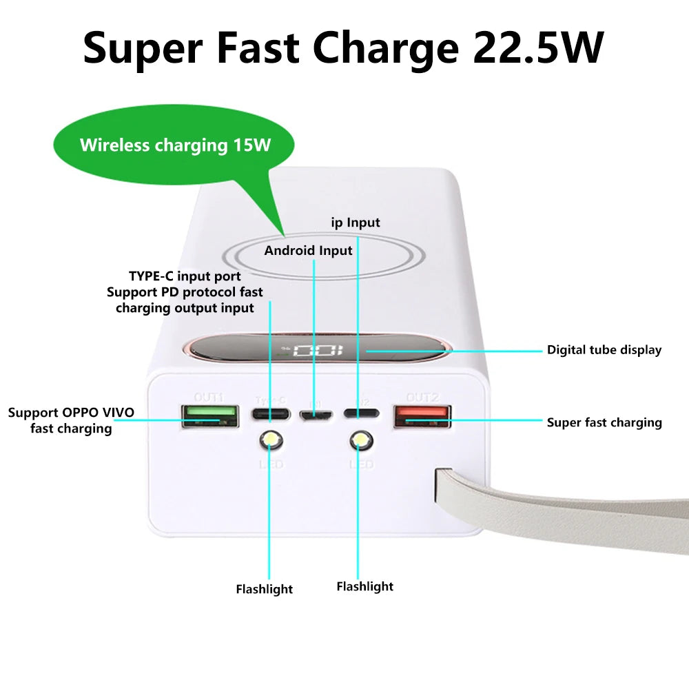 No Welding DIY Detachable 20x 18650 Batteries Power Bank Case Super Fast Charge For Phones Charging 22.5W Battery Storage Boxes