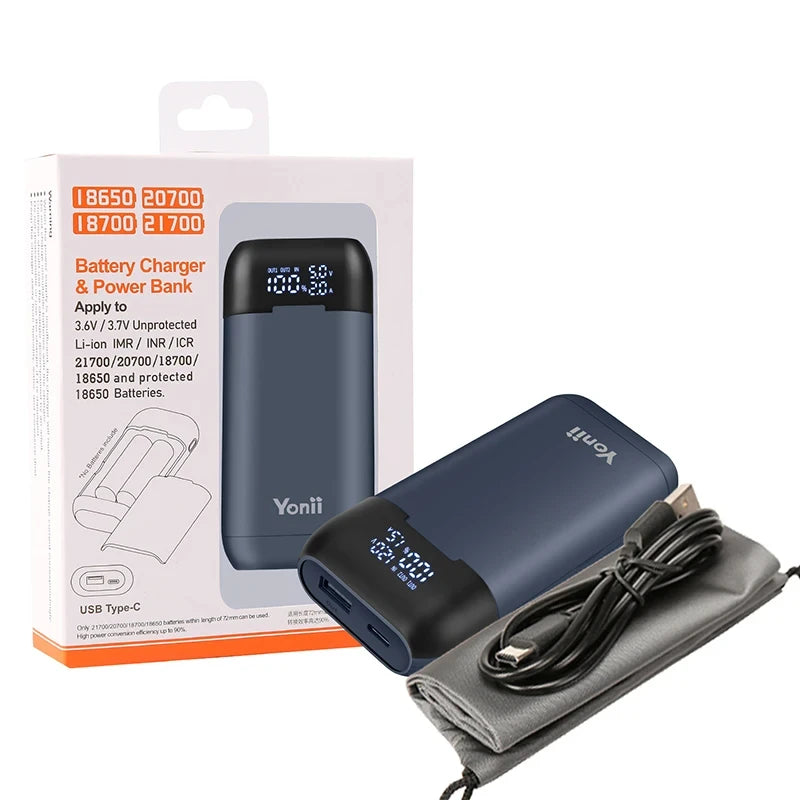 18650 Battery Charger Case DIY Power Bank Box Portable QC3.0 PD 18W Fast Charging Case for 18650 21700 20700 Lithium Batteries