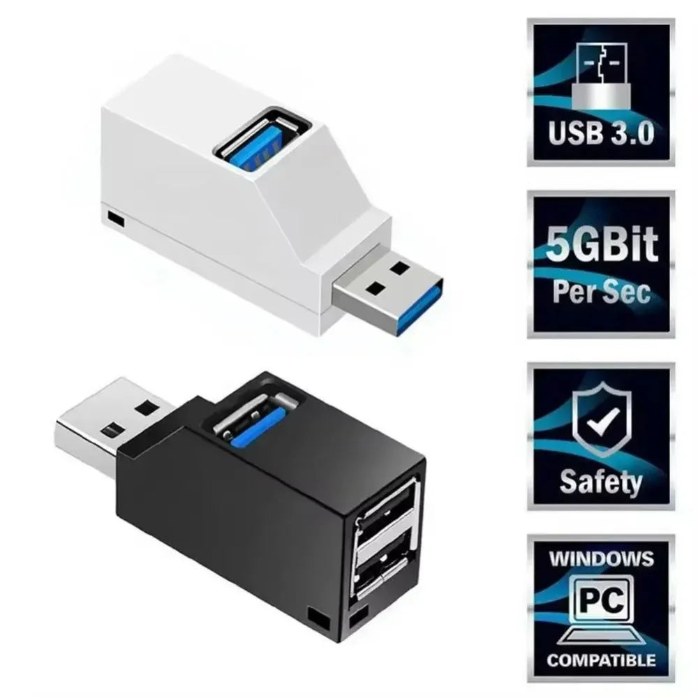 3 Ports USB 3.0 2.0 Hub High Speed Data Transfer Splitter Multi Port USB Extender U Disk Card Reader For Laptop PC Accessories