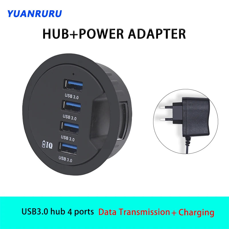 USB Hub USB 3.0 USB 2.0 Hub Desktop Grommet Type C Port Hub Audio Baseus With SD/TF Port Mount In Desk With Power Adapter 5V 2A