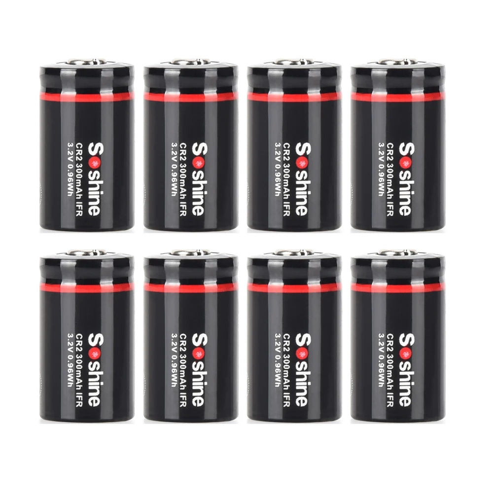 Soshine CR2 300mAh LiFePo4 Battery 3.2V 15266 300mAh Rechargeable Battery LiFePo4 Batteries 2000 Time Discharge Cycle Headlamp