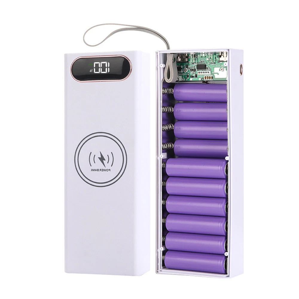 No Welding DIY Detachable 20x 18650 Batteries Power Bank Case Super Fast Charge For Phones Charging 22.5W Battery Storage Boxes