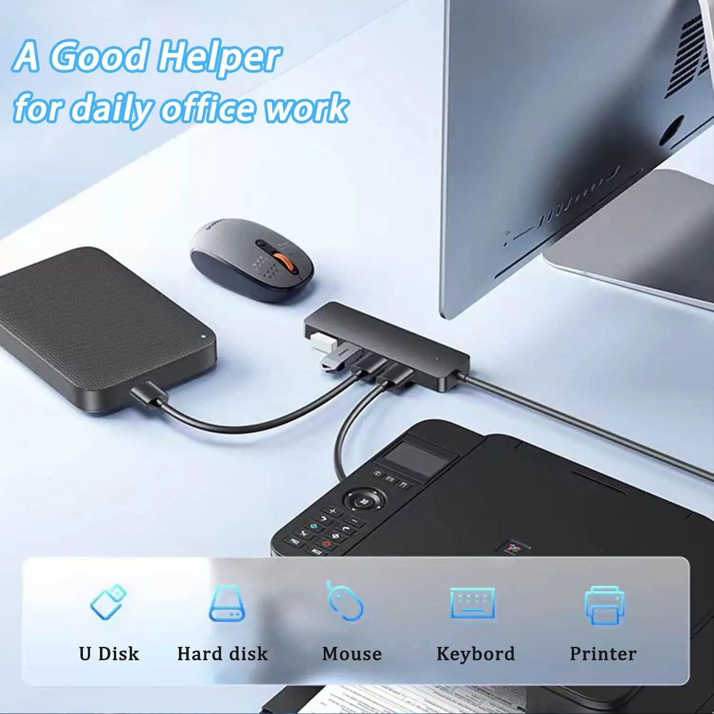 USB 3.0 Hub, VIENON 4-Port USB Hub USB Splitter USB Expander for Laptop, Xbox, Flash Drive, HDD, Console, HDD(Not for Charging)