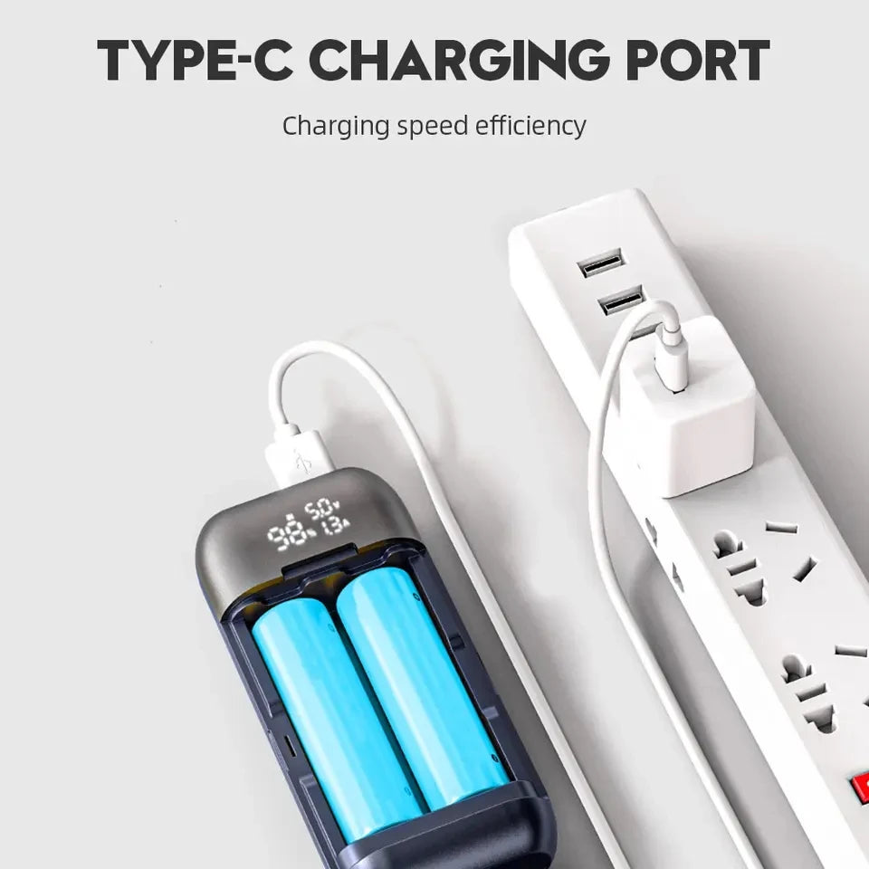 18650 Battery Charger Case DIY Power Bank Box Portable QC3.0 PD 18W Fast Charging Case for 18650 21700 20700 Lithium Batteries