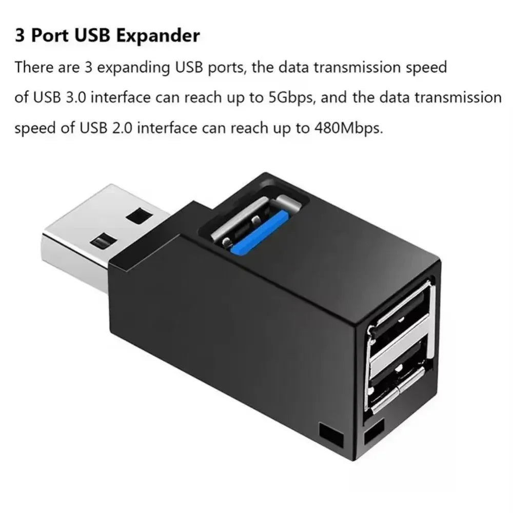 3 Ports USB 3.0 2.0 Hub High Speed Data Transfer Splitter Multi Port USB Extender U Disk Card Reader For Laptop PC Accessories