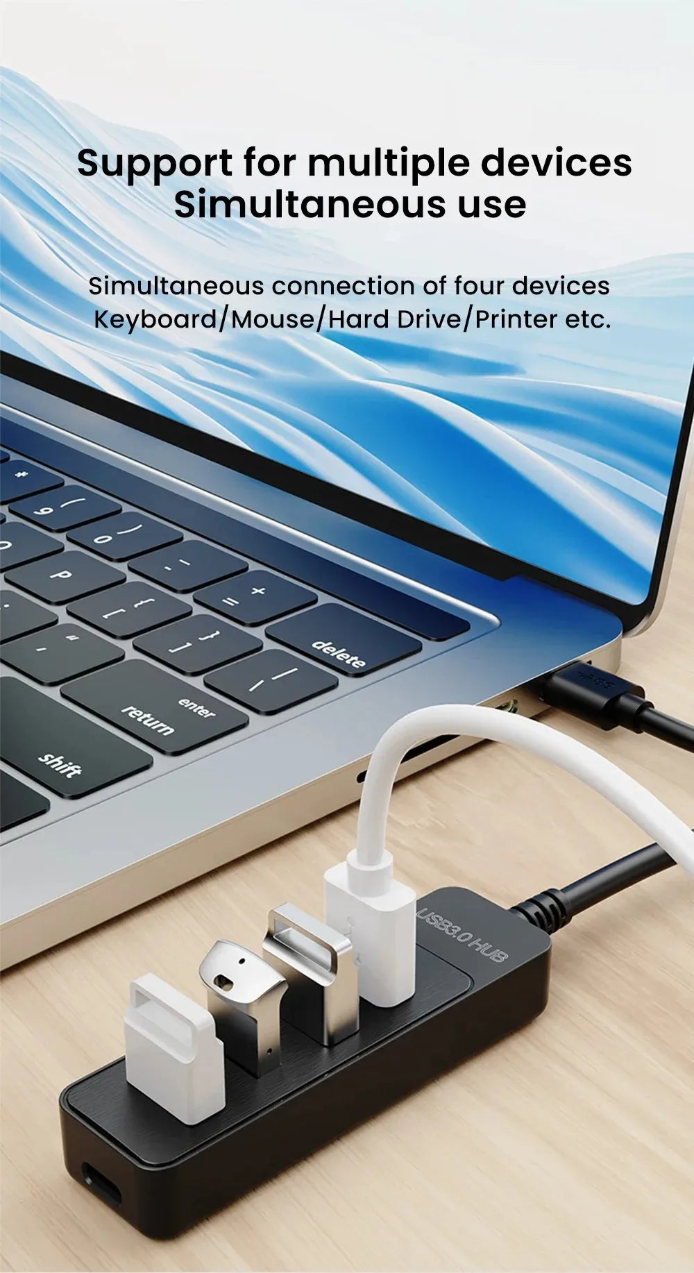 5 Ports USB HUB 3.0 High Speed Multi USB 3.0 Splitter Type c USB 2.0 Expander Power Adapter For PC Computer