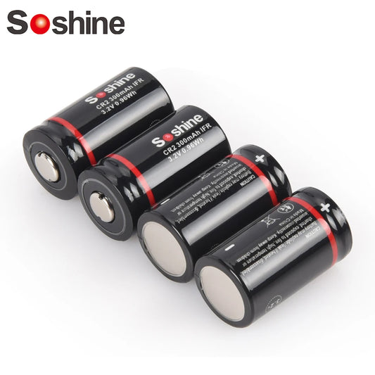 Soshine CR2 300mAh LiFePo4 Battery 3.2V 15266 300mAh Rechargeable Battery LiFePo4 Batteries 2000 Time Discharge Cycle Headlamp