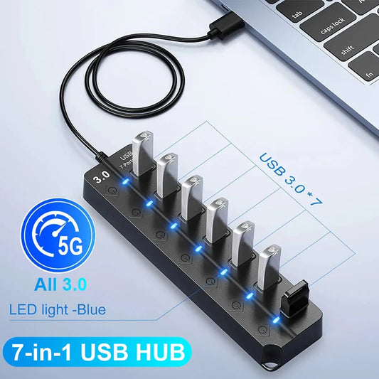 USB 3.0 Hub USB Hub 2.0 Multi USB Splitter Hub 100cm Long Cable Multiple Expander For Computer Laptop PC Accessories Usb Adapter
