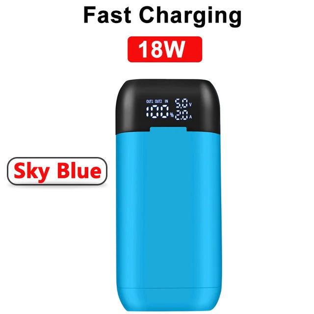 18650 Battery Charger Case DIY Power Bank Box Portable QC3.0 PD 18W Fast Charging Case for 18650 21700 20700 Lithium Batteries