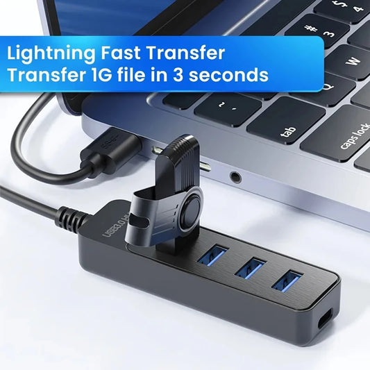 Multi-Port USB Type-C Hub, 4-Port USB Separator Adapter, High-Speed USB 2.0 for Computer Accessories