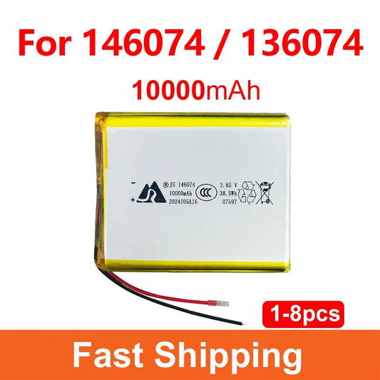146074 136074 10000mAh 3.85V  Rechargeable Polymer Batteries Lipo Li-Po for Power Bank Toy GPS Laptop  Smart watch Camera Diy